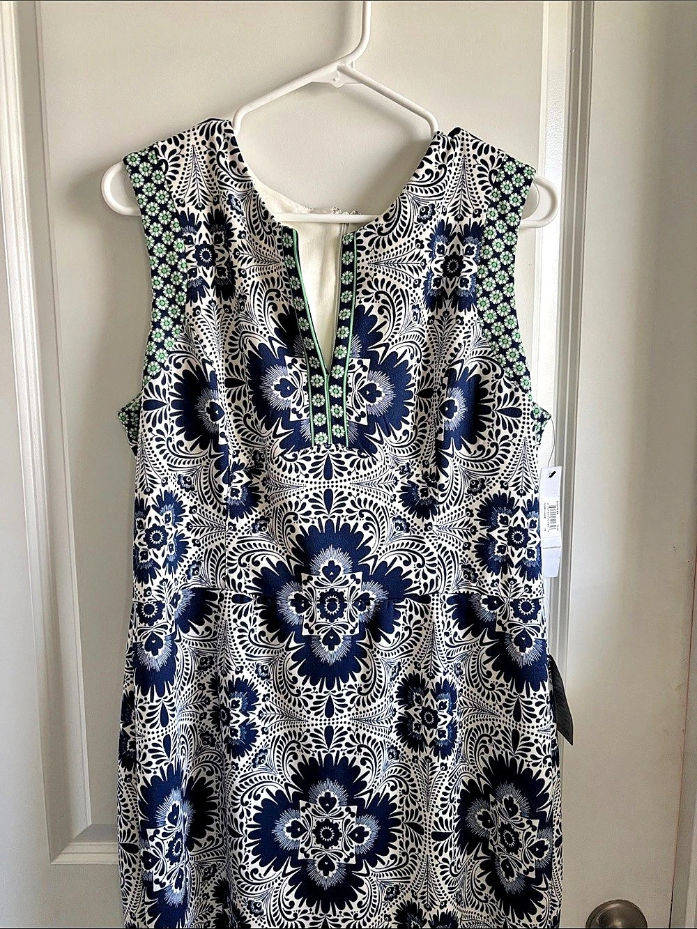 Maggy London Printed Midi Dress in Blue & White NWT